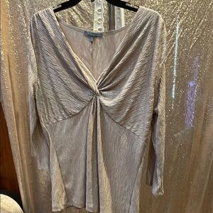 NY Collection Shimmering Gold Twist Blouse
